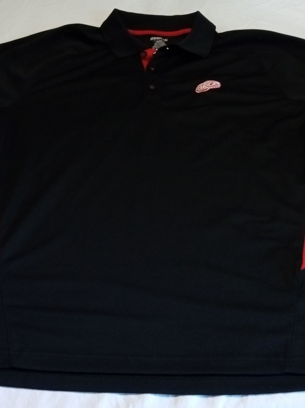 Reebok Detroit Red Wings Black Polo Polyester Men's Size Large